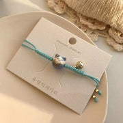 Maneki Neko Armband Rot – Glückskatze Charm Schmuck