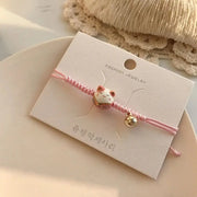 Maneki Neko Armband Rot – Glückskatze Charm Schmuck