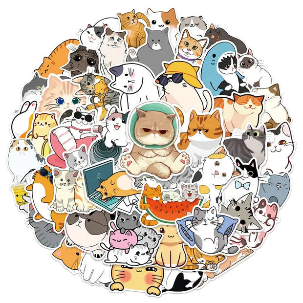 Kawaii Katzen Sticker 10/30/50 Stück – Niedliche Aufkleber