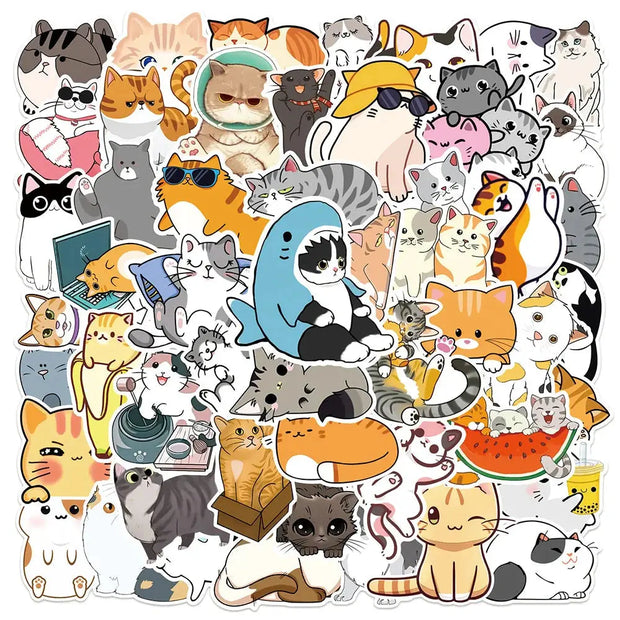 Kawaii Katzen Sticker 10/30/50 Stück – Niedliche Aufkleber