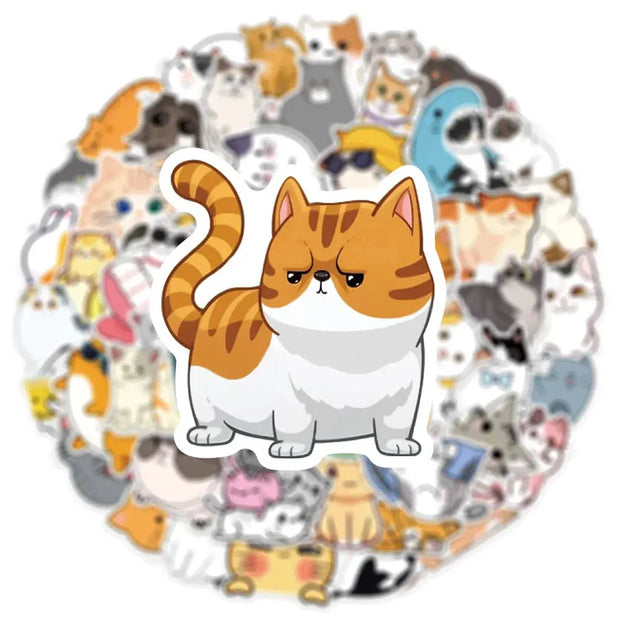 Kawaii Katzen Sticker 10/30/50 Stück – Niedliche Aufkleber