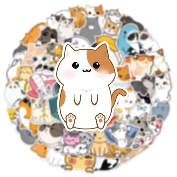 Kawaii Katzen Sticker 10/30/50 Stück – Niedliche Aufkleber
