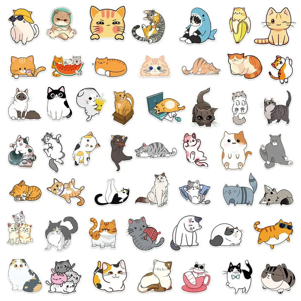 Kawaii Katzen Sticker 10/30/50 Stück – Niedliche Aufkleber