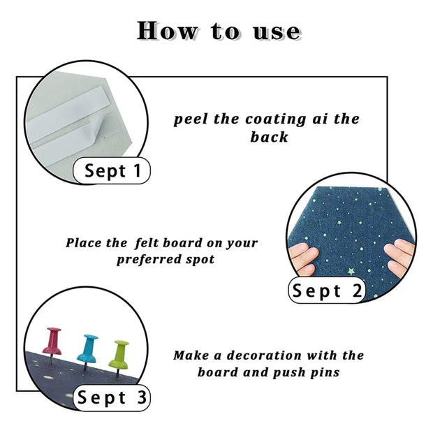 Filz Pinnwand Fliese Hexagonal Selbstklebend 1 Stk