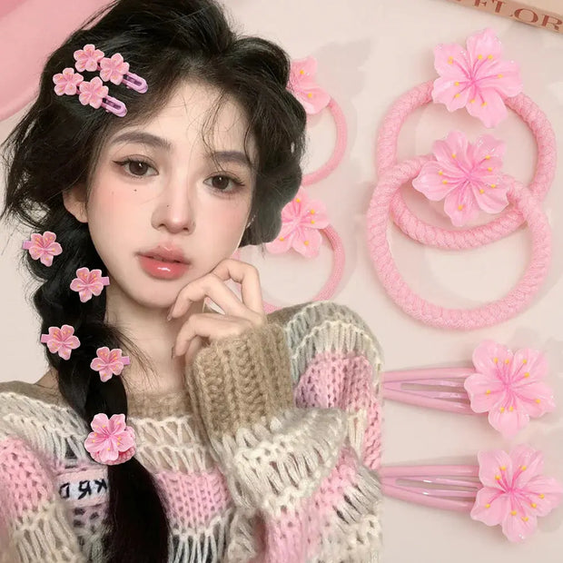 Kawaii Kirschblüte Haaraccessoires 2/5er Set – Süßes Rosa