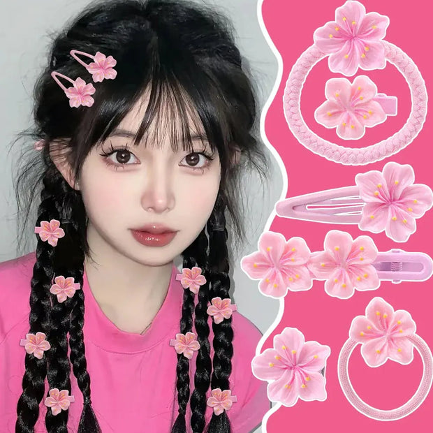 Kawaii Kirschblüte Haaraccessoires 2/5er Set – Süßes Rosa