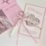 Kawaii Schlüsselanhänger mit Herzanhänger – Süße Perlen-Schleife 2025