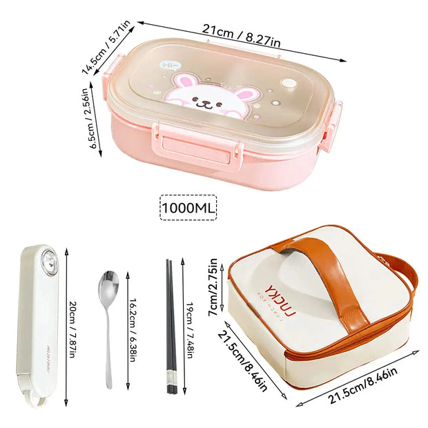 Bento Lunchbox 3-Fächer – Mikrowellengeeignetes Essensbehälter
