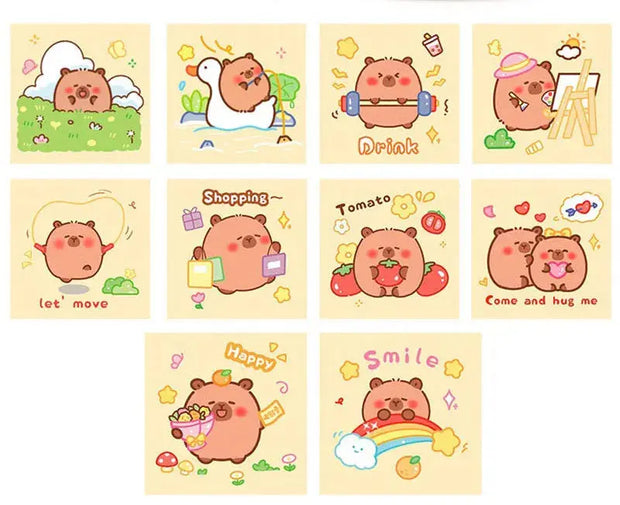 Capybara Aufkleber Rolle 300 Stück – Niedliche Cartoon Sticker