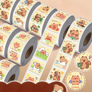 Capybara Aufkleber Rolle 300 Stück – Niedliche Cartoon Sticker