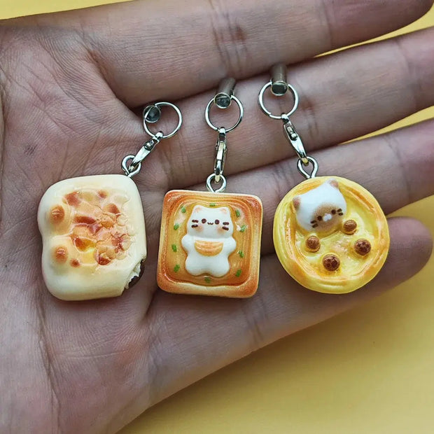 Kawaii Katzenbrot Handy-Anhänger Set 3-teilig