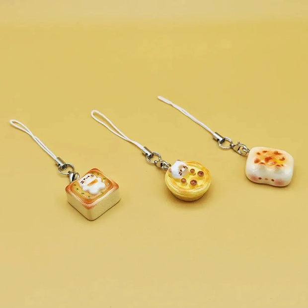 Kawaii Katzenbrot Handy-Anhänger Set 3-teilig
