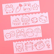 Kawaii Malvorlagen Schablonen Set 4-teilig – Niedliche Cartoon Designs