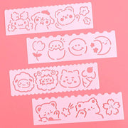 Kawaii Malvorlagen Schablonen Set 4-teilig – Niedliche Cartoon Designs
