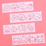 Kawaii Malvorlagen Schablonen Set 4-teilig – Niedliche Cartoon Designs