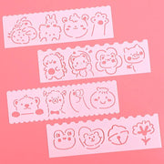 Kawaii Malvorlagen Schablonen Set 4-teilig – Niedliche Cartoon Designs