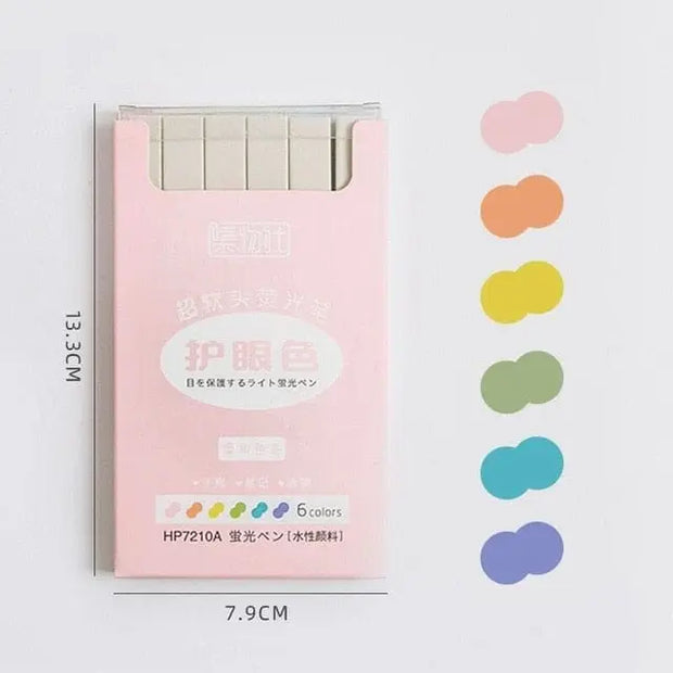 Kawaii Kyuto Textmarker Set 6-teilig – Weiche Farben