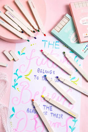 Kawaii Kyuto Textmarker Set 6-teilig – Weiche Farben