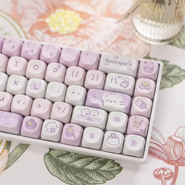 Kawaii Katzen Pastell KEYCAPS 95 Tasten – Kein Keyboard