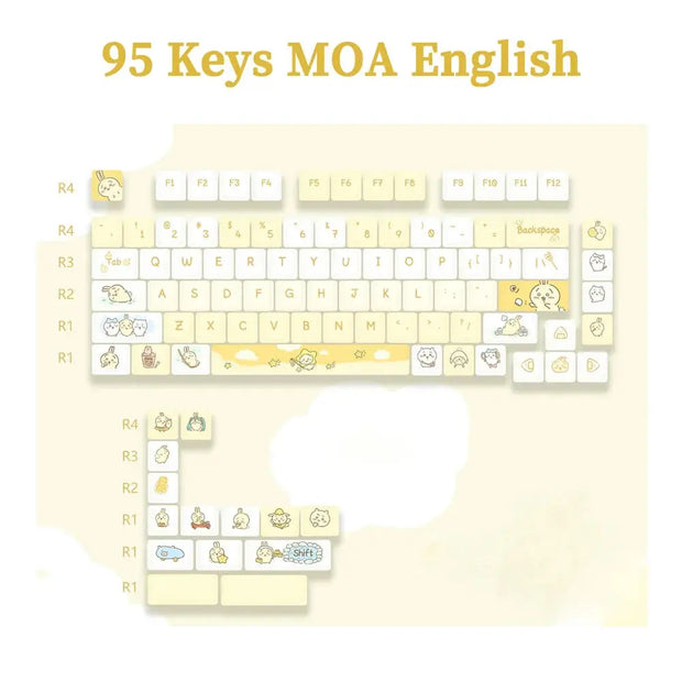 Kawaii Katzen Pastell KEYCAPS 95 Tasten – Kein Keyboard