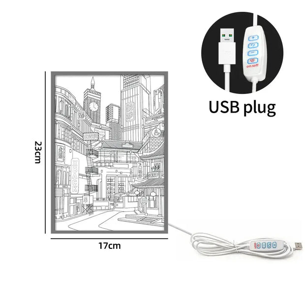 Anime LED Nachtlicht – Schöne Stadtansicht Beleuchtung