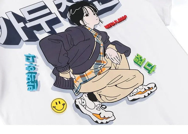 Koreanisches T-Shirt mit "Be Fearless" Druck – Kawaii Design