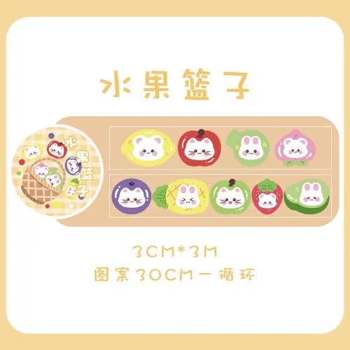 Kawaii Bär Hase Stickerrolle – Fantasia Serie Aufkleber