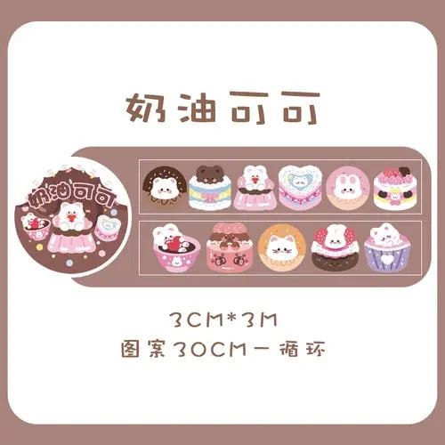 Kawaii Bär Hase Stickerrolle – Fantasia Serie Aufkleber