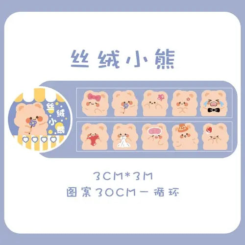 Kawaii Bär Hase Stickerrolle – Fantasia Serie Aufkleber