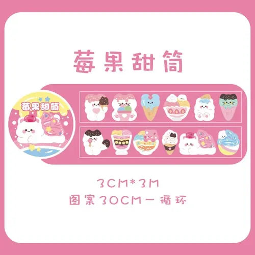 Kawaii Bär Hase Stickerrolle – Fantasia Serie Aufkleber