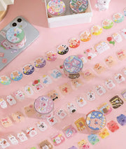 Kawaii Bär Hase Stickerrolle – Fantasia Serie Aufkleber