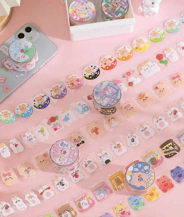 Kawaii Bär Hase Stickerrolle – Fantasia Serie Aufkleber