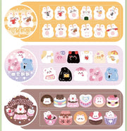 Kawaii Bär Hase Stickerrolle – Fantasia Serie Aufkleber