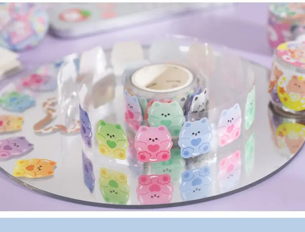 Kawaii Bär Hase Stickerrolle – Fantasia Serie Aufkleber