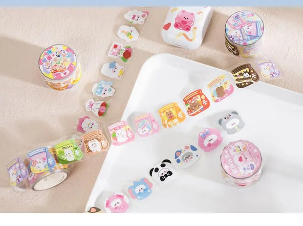 Kawaii Bär Hase Stickerrolle – Fantasia Serie Aufkleber