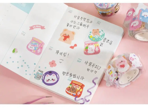 Kawaii Bär Hase Stickerrolle – Fantasia Serie Aufkleber