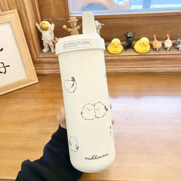 Kawaii Katze Thermosflasche 850ml – Mit Strohhalmdeckel