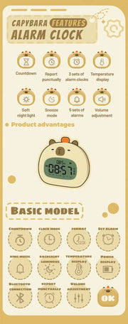 Capybara LED Wecker – Digitaler Nachttischuhr Kawaii