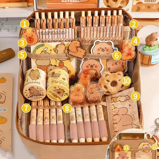 Kawaii Schreibwaren Set – Mehrschichtige Federtasche mit Zubehör