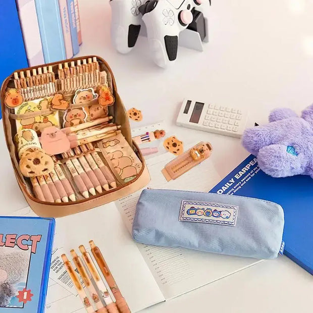 Kawaii Schreibwaren Set – Mehrschichtige Federtasche mit Zubehör