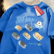 Kawaii Katze Hund T-Shirt – Japanischer Stil Baumwollshirt