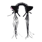 Kawaii Katzenohren Rüschen Haarband mit Schleife und Glocke