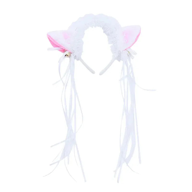 Kawaii Katzenohren Rüschen Haarband mit Schleife und Glocke