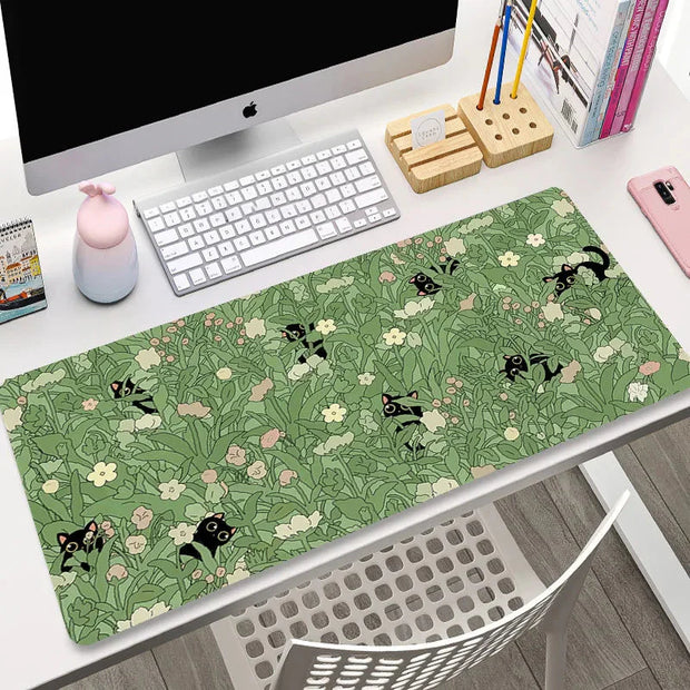 Gaming Schreibtischunterlage Katze Blumen S-XXL – Große Mousepad