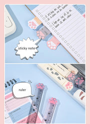 Katzenpfote Schreibwaren Geschenkset 9-teilig – Süße Schulartikel mit Federmäppchen