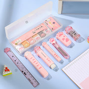 Katzenpfote Schreibwaren Geschenkset 9-teilig – Süße Schulartikel mit Federmäppchen