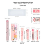 Katzenpfote Schreibwaren Geschenkset 9-teilig – Süße Schulartikel mit Federmäppchen