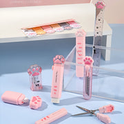 Katzenpfote Schreibwaren Geschenkset 9-teilig – Süße Schulartikel mit Federmäppchen