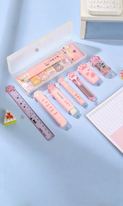 Katzenpfote Schreibwaren Geschenkset 9-teilig – Süße Schulartikel mit Federmäppchen