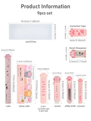 Katzenpfote Schreibwaren Geschenkset 9-teilig – Süße Schulartikel mit Federmäppchen